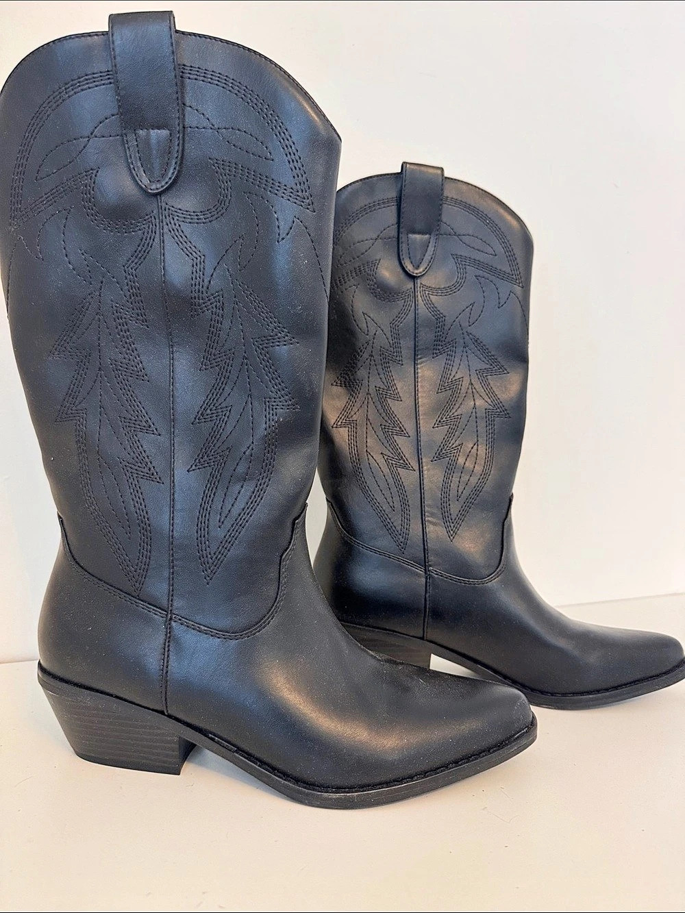 Steve Madden Black Western Heeled Boots US 8
